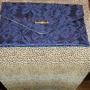 Iman Beautiful Blue Lace Envelope Bag